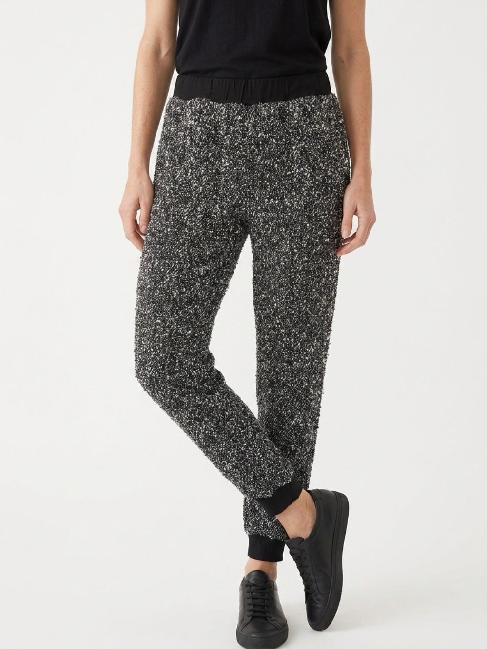 JUST LIVING | Fuzzy Joggers Sweatpants Black M
